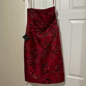 Cocktail length rose printed dress